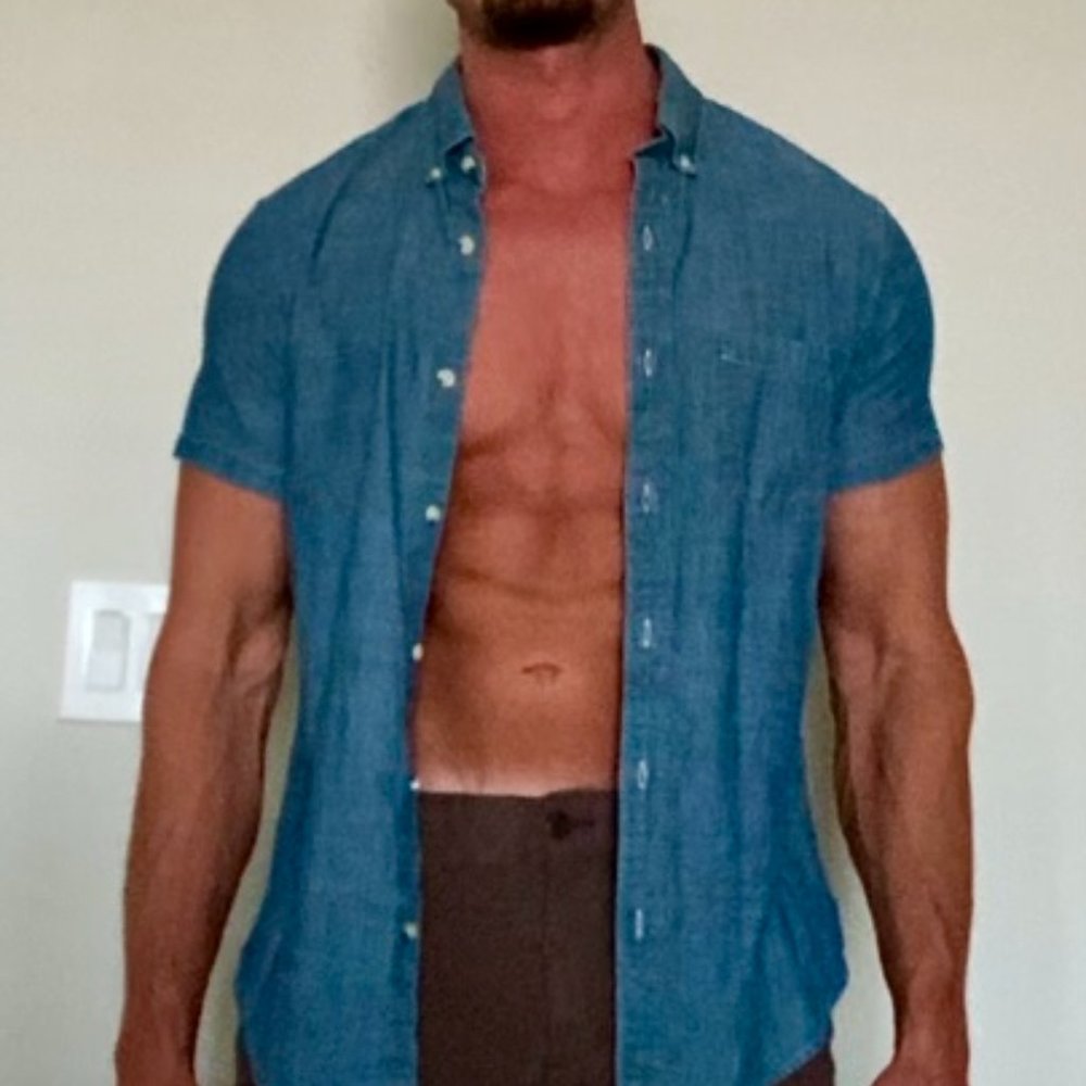 Men's J.Crew Button Down Denim Slim Fit Short Sleeve